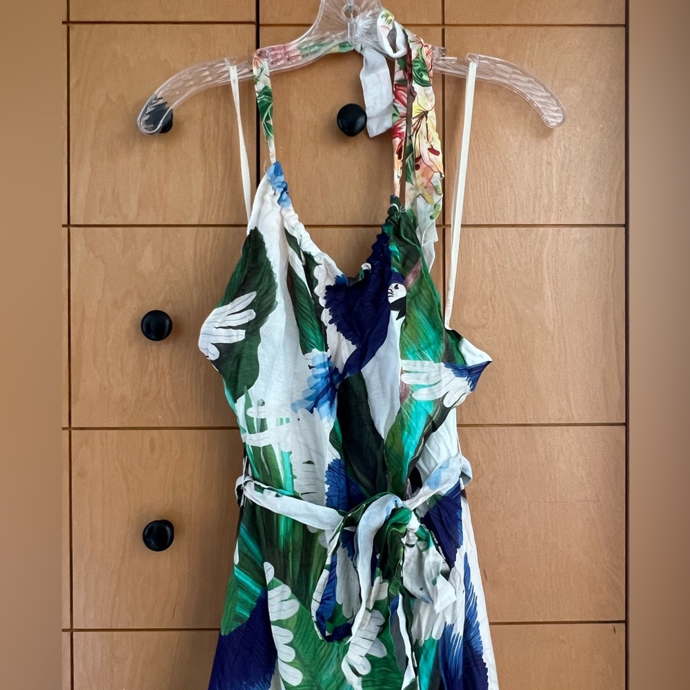 FARM Rio Tropical Leaf & Floral Maxi Dress in White, Green & Blue - Picture 2 of 8